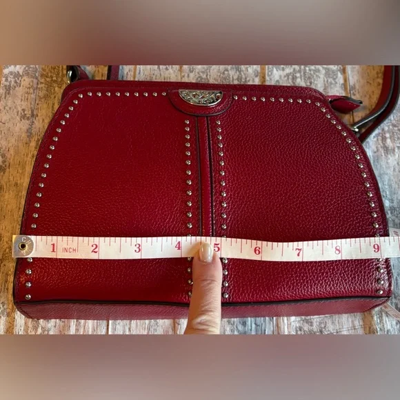 Preloved Like New Brighton Red Silver Studded Organizer Purse - Picture 8 of 9